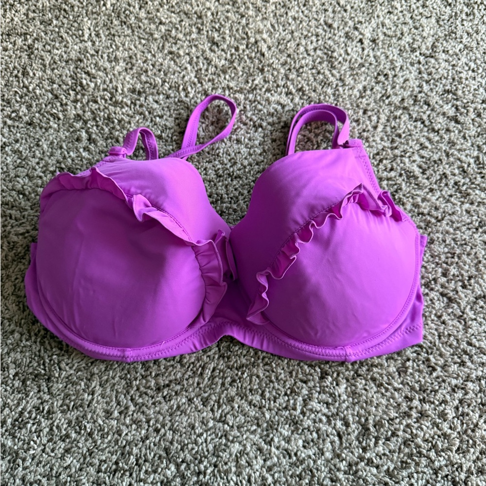 Purple Ruffled Women's Swim Top
